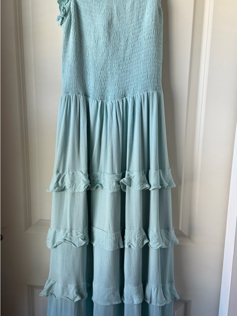 So Me Light Blue Tiered Maxi Dress